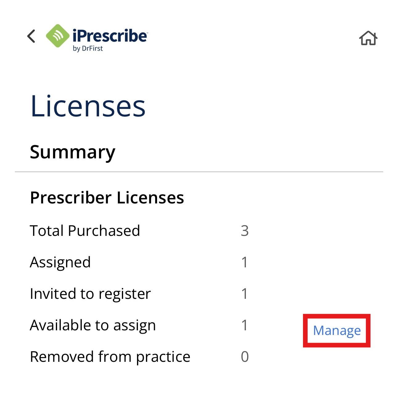 Manage available licenses window