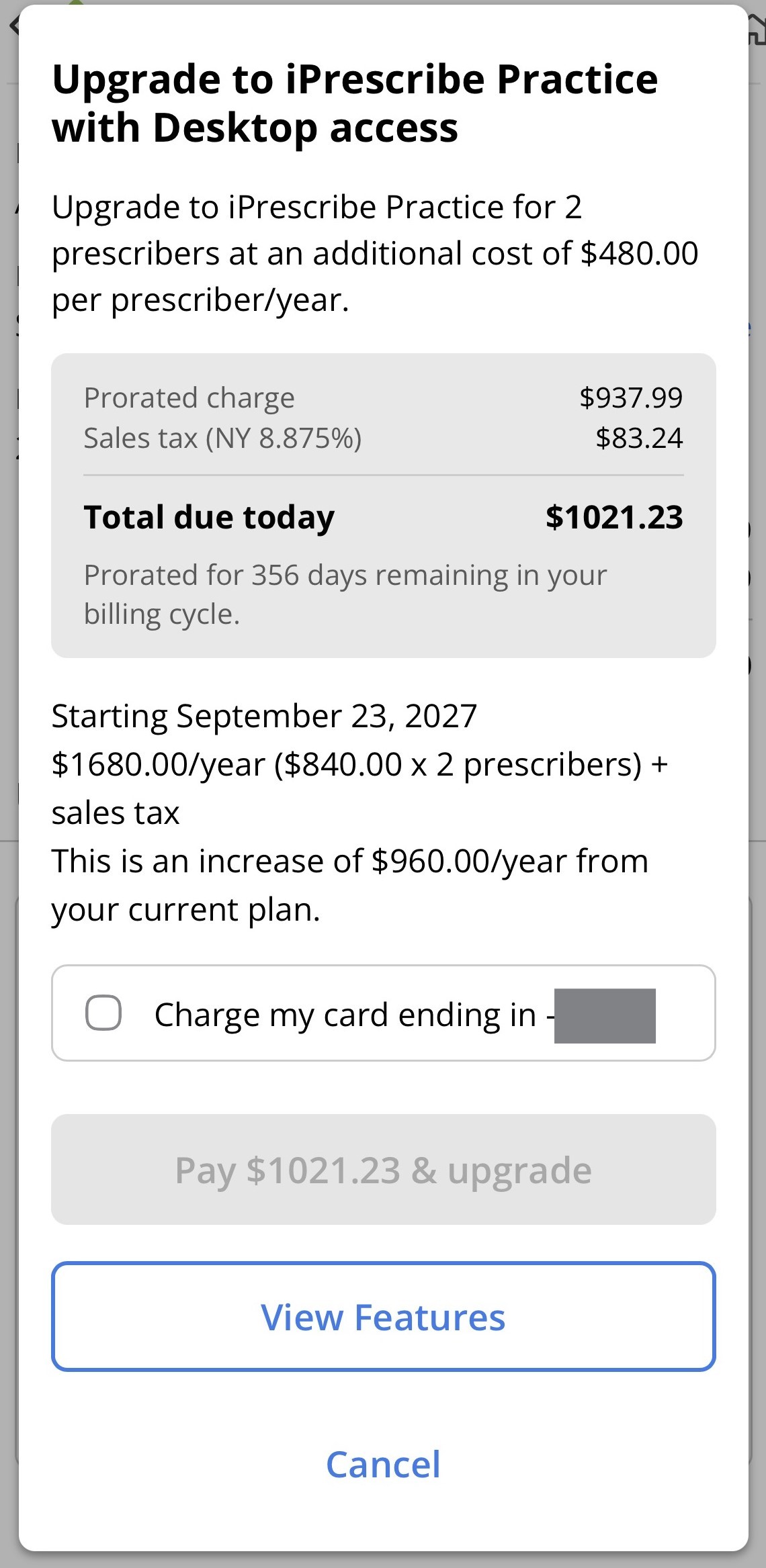 Upgrade to iPrescribe Practice with Desktop access window