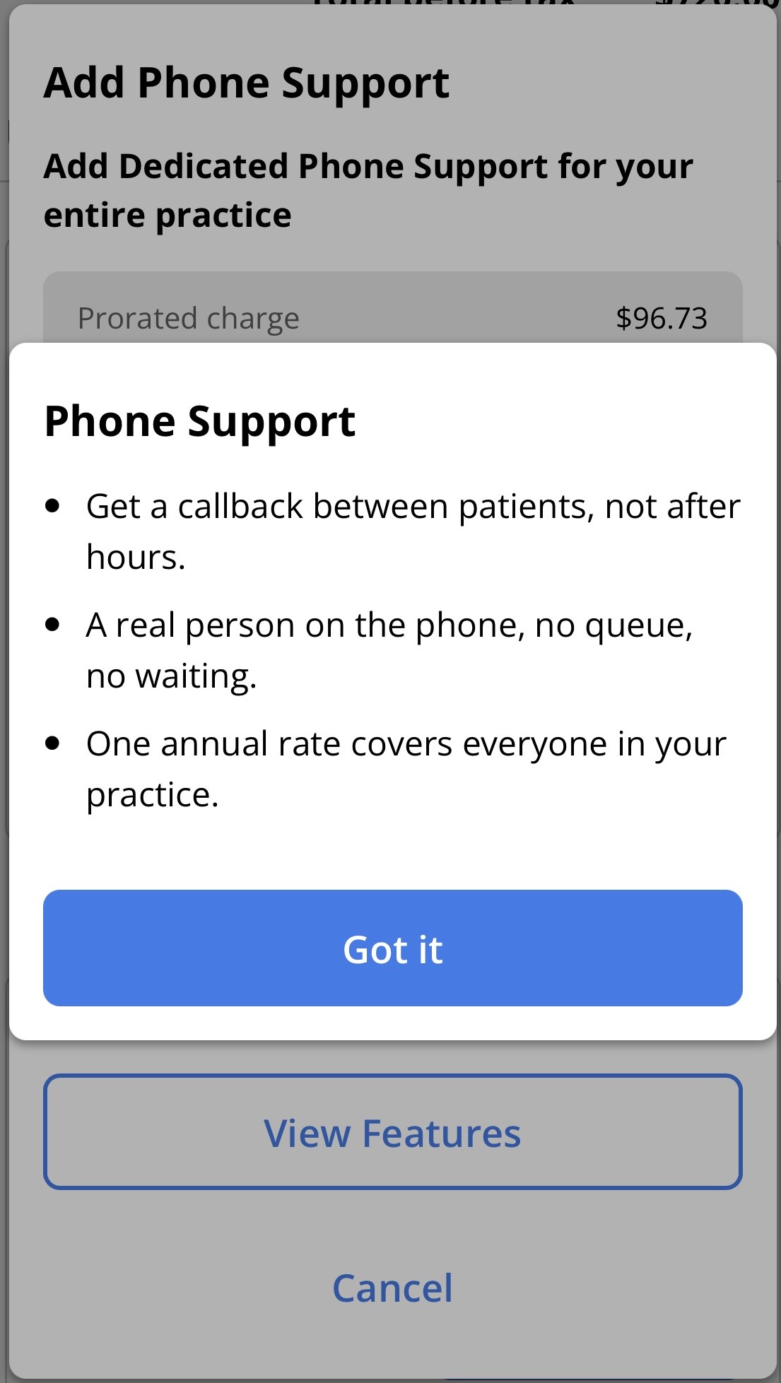 Phone Support features list