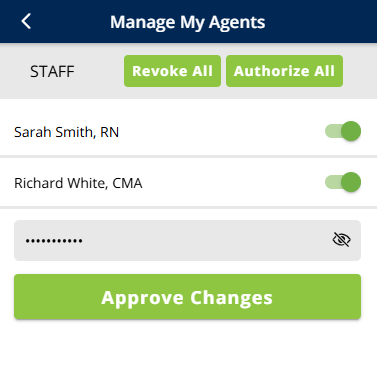 Manage My Agents screen
